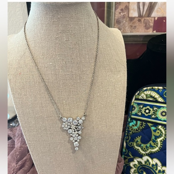 N238 Pilgrim NWT Danish Clear Silver Rivoli Crystal Pendant Extender Chain - Picture 4 of 10